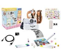 LEXIBOOK, StarCAM Print HD, Cámara con Impresora instantánea, Funciones de Foto, Video, Selfie, música y Juegos, Kit de personalización y Tarjeta SD de 32GB incluida, Blanco, DJ160LXB
