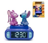 LEXIBOOK, Stitch & Angel, Despertador con luz Nocturna Stitch & Angel, Sonidos y melodías, Pantalla LCD retroiluminada, Luminoso, Función de repetición, Azul Violeta, RL800D2LXB