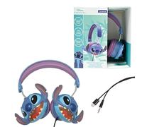 LEXIBOOK, Disney Stitch, Auriculares estéreo con Cable Stitch 3D, Plegables, Potencia de Sonido Limitada, HP015DLXB