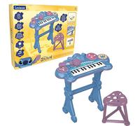 Lexibook, Teclado Piano Electrónico Disney Stitch, 8 Tonos, 4 ritmos, Modo de Aprendizaje Luminoso, Micro y Taburete Incluidos, K707D