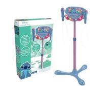 LEXIBOOK Stitch, Altavoz Luminoso para niños en pie, Juego Musical, Altura Ajustable, Efectos de luz, 2 micrófonos incluidos, Entrada para MP3, Bluetooth, Azul, S160DLXB