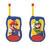 LEXIBOOK, Super Mario, Walkie-talkies 200m, Juego de comunicación para niños, 2 Canales de comunicación, Clip para cinturón, a Pilas, Azul/Rojo, TW12NI