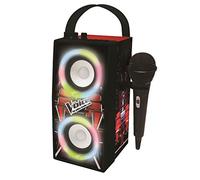 Lexibook- The Voice Voz-Altavoz portátil Bluetooth micrófono, Efectos de luz, Karaoke, inalámbrico, USB, Tarjeta SD, batería Recargable, Negro/Rojo, Color, Talla única