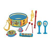 Lexibook Toy Story 4 Woody Buzz Juguete musical, juego de 7 instrumentos musicales (tambor, maracas, castañuela, armónica, flauta, trompeta, pandereta), juego práctico de llevar, azul/amarillo, K360TS