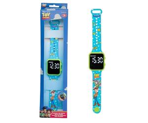 LEXIBOOK, Toy Story, Reloj Digital Infantil, Correa Ajustable, Pantalla 12/24H, Diseño Ligero, Función de Alarma, Azul/Verde, DMW060TSLXB
