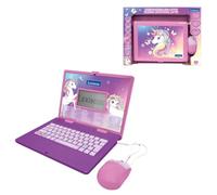 Lexibook, Unicornio Bilingüe Educativo Portátil con 164 Actividades, Aprendizaje Inglés/Alemán, Teclado y Ratón Realista, Diseño Delgado, Pantalla Grande, Rosa Púrpura, JC601UNIi3LXB