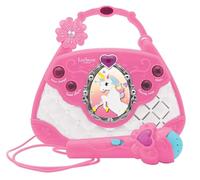 LEXIBOOK Altavoz de karaoke y música Unicornio en diseño de bolso con micrófono, cambiador de voz y cable de entrada de audio