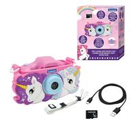 Lexibook, Unicornio, Cámara Infantil 4 en 1, DJ078UNI | Foto, vídeo, selfie, juegos, funda incluida, tarjeta SD 32GB, para niños