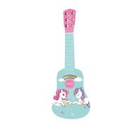 LEXIBOOK, Mi Primera Guitarra de Madera de Unicornio, 6 Cuerdas, 53 cm, guía incluida, Rosa/Azul, K205UNILXB