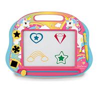 LEXIBOOK, Unicornio, Pizarra Magnética de Dibujo, CRUNI550 | Pizarra magnética con lápiz y sellos, juguete creativo borrable, rosa