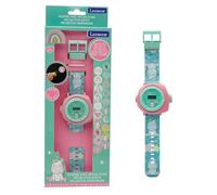 LEXIBOOK - Unicornio Reloj Correa Ajustable Pantalla Digital con 20 proyecciones de Unicornio - para Niños - DMW050UNILXB
