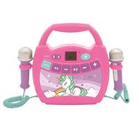 LEXIBOOK, Unicornio, Reproductor de Karaoke Digital portátil para niños, Micrófonos, Efectos de luz, Bluetooth®, Funciones de grabación y Cambio de Voz, Rosa, MP320UNIZ
