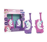 Lexibook, Unicornio, Walkie-Talkies 3D Unicornio, Alcance de 500m, 2 Canales de Comunicación, Clip para Cinturón, Rosa/Violeta, TW18UNILXB