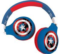 LEXIBOOK, Vengadores, Auriculares Bluetooth, HPBT010AV | Bluetooth y cable 2 en 1, volumen seguro, plegables, rojo/azul