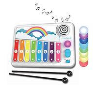 Lexibook, Xylofun, Xilófono electrónico y Educativo para niños, Juego Musical de Juguete, 8 Teclas, guía Luminosa, 2 mazos incluidos, Blanco/Azul, K340