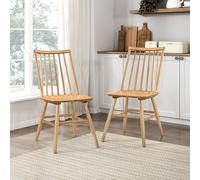 Lexicon Juego de 2 sillas de cocina y comedor, sillas de comedor de madera, sillas de comedor sin brazos de madera de caucho, silla de comedor moderna, fácil montaje, roble natural