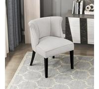 Lexicon Silla decorativa, asiento tapizado de tela texturizada sin brazos con patas de madera maciza, respaldo curvado, cómodas sillas laterales para sala de estar, dormitorio, oficina, área de espera