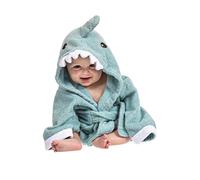 Lexikind Toalla bebé con capucha Mullido albornoz de rizo | Poncho-toalla con | Toalla infantil con divertida capucha (tiburón rosa) (Blue)
