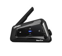 LEXIN MeshCom Intercomunicador Casco Moto con Mesh 3.0 & Bluetooth 5.1 | Kit Manos Libres Moto para 1-24 Motoristas, Compartir Música, Audio Multitarea, Batería 1100 mAh, Asistente de voz