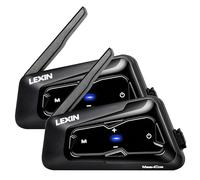 LEXIN MeshCom Interfono Moto MESH 3.0 - Bluetooth 5.0 Interfono Moto con Compartir Música, Multitarea Audio, Impermeable, Mesh Sistema de Comunicación, Doble Paquete