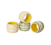 Lexington 4 Anillos servilleteros Easter Ring in Wood Green-yellow