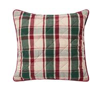 Lexington Funda de cojín Checked acolchada de lino/algodón 50x50 cm Green-red-beige