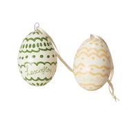 Lexington Set de 2 colgantes de Pascua Easter Eggs in Papier Maché Green-yellow