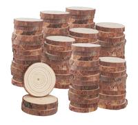 LEXININ 100 rebanadas de madera natural de 6 a 7 cm, discos de madera sin terminar para manualidades, arte y decoración de bodas