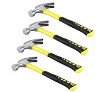 LEXININ Martillo de garra, 680.4 g, 33 x 14 x 3 cm, 4 piezas, cabeza de acero con agarre ergonómico, amarillo y negro