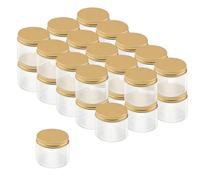 LEXININ Paquete de 30 tarros de plástico transparente de 150 ml con tapas doradas, recipientes vacíos de boca ancha para alimentos, especias