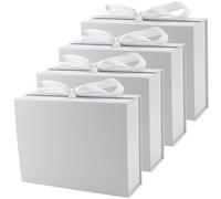 LEXININ Paquete de 4 cajas de regalo magnéticas blancas de 23 x 17 x 7 cm, cajas de regalo de lujo blancas con tapa magnética, caja de regalo plegable magnética para regalos de boda y cumpleaños