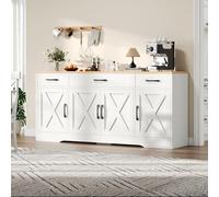 Lexiou Aparador blanco moderno, armario multifunción de madera, salón, comedor, aparador blanco con decoración