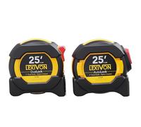 LEXIVON [2-Pack] 25Ft/7.5m Tape Measure, DuaLock & AutoLock | 1-Inch Wide Blade with Nylon Coating, Matt Finish White & Yellow Dual Sided Rule Print | Ft/Inch/Fractions/Metric (LX-204)