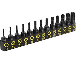 LEXIVON Acoplamiento de TORNILLO Torx aprueba de manipulación, Set de Acero con Aleación Premium S2 de estrella de seguridad de 13 piezas, T4 - T40 CNC de precisión mecanizado (LX-301)