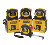 LEXIVON Cinta métrica DuaLock de 16 pies / 5 m | Hoja de 1 pulgada de ancho con revestimiento de nailon, acabado mate blanco y amarillo impresión de reglas de doble cara | Ft/pulgadas/fracciones/métrico