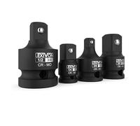 LEXIVON Juego de 4 adaptadores y reductores de vasos de impacto | 1/4" - 3/8" - 1/2", aleación de acero al cromo molibdeno [LX-112]