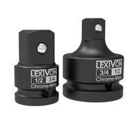 LEXIVON Juego de adaptadores de vasos de impacto de 1/2" y 3/4", 2 piezas | Reductor y aumentador de 1/2" ~ 3/4" Acero al Cromo-Molibdeno = Totalmente resistente al impacto (LX-403)