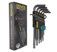 LEXIVON Juego de llaves Allen, 13 llaves hexagonales SAE, diseño de extremo de bola de brazo largo en forma de L, acero de aleación S2 de grado industrial (LX-130H-IN)