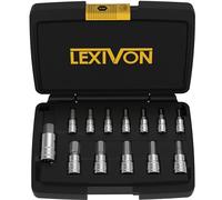 LEXIVON Juego de llaves de vaso hexagonales de acero aleado S2 Premium | Juego de 13 piezas SAE 5/64 "- 9/16" | Estuche de almacenamiento mejorado (LX-142)