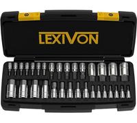 LEXIVON Juego de llaves de vaso hexagonales Master, acero aleado S2 Premium | Juego completo de 32 piezas, SAE y métrico | Estuche de almacenamiento mejorado (LX-144)
