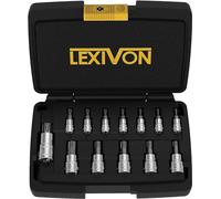 LEXIVON Juego de llaves de vaso Torx de acero aleado S2 Premium | Juego de 13 piezas Star T8 - T60 | Estuche de almacenamiento mejorado (LX-143)