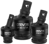 LEXIVON Juego de llaves de vaso universales de impacto de primera calidad | Diseño de resorte de bola de 3 piezas 1/2", 3/8" y 1/4" U-Joint Drive | Acero Cr-Mo - Grado de impacto completo