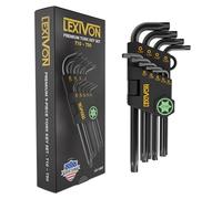 LEXIVON Juego de llaves Torx, 9 llaves de estrella premium, diseño de brazo largo en forma de L, tamaños T10 a T50, acero de aleación S2 de grado industrial (LX-130T)