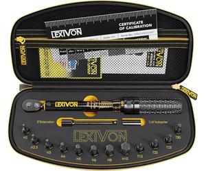 LEXIVON Llave Dinamométrica Bicicleta - Coche - Moto 1/4'' | 2~26 Nm, Juego de 15 Piezas de Puntas Hexagonales y Torx, Kit Profesionales Portátil para bici, Mountain Bike Tools (LX-191)