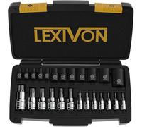 LEXIVON Master Torx - Juego de brocas y llaves de vaso de aleación S2 de alta calidad y acero Cr-V | 25 piezas, enchufe de broca T8-T60 y E-Torx E4-E22 | Caja de almacenamiento resistente (LX-148)