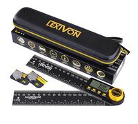 LEXIVON Medidor de ángulo Digital de Aluminio, transportador Multiusos de 180 mm, Incluye Pantalla XL y Bolsa Resistente con Cremallera (LX-DAF7)