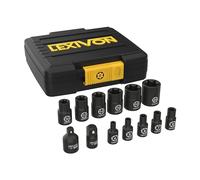 LEXIVON Set de Acoplamiento de Tornillo E-TORX, (Aleación de Acero y cromo Vanado) Set de 13-Piezas Hembra de estrella Enchufe E4 - Conjunto E20 con Funda de almacenamiento mejorada (LX-147)