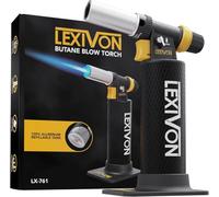 LEXIVON Soplete de Butano, Encendedor Recargable de alta Resistencia con llama Ajustable y Tanque de Aluminio de Calidad Profesional | Ideal para Soldar y Tareas de Cocina (LX-761)