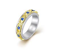 LEXLUNE Anillo giratorio de plata de ley 925 para ansiedad, para mujeres, hombres e hijas, Plata maciza 925, Diamante creado.