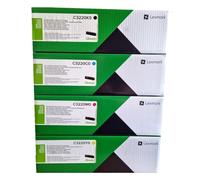 Lexmark Juego de tóner original C3220, C3220K0, C3220C0, C3220M0, C3220Y0, negro, cian, magenta, amarillo, compatible con: MC3244, C3224DW, MC3326, MC3426